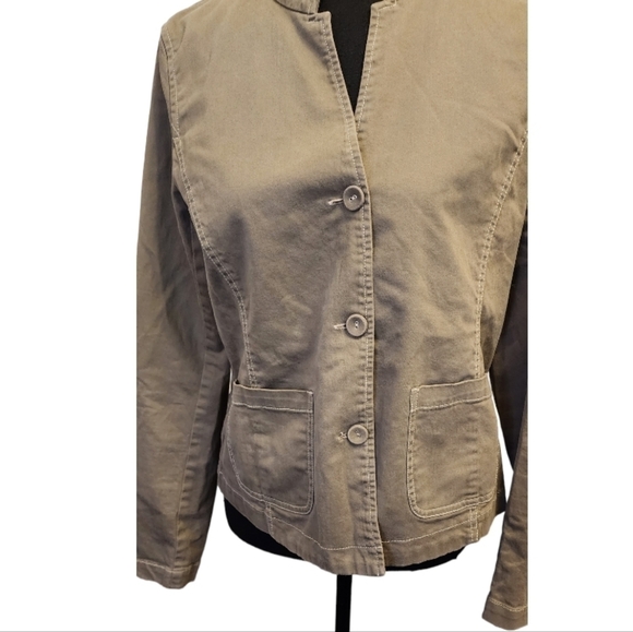 Eileen Fisher Art to Wear Surplace CO/Tenc Ruffle Collar Jacket S - Picture 2 of 5